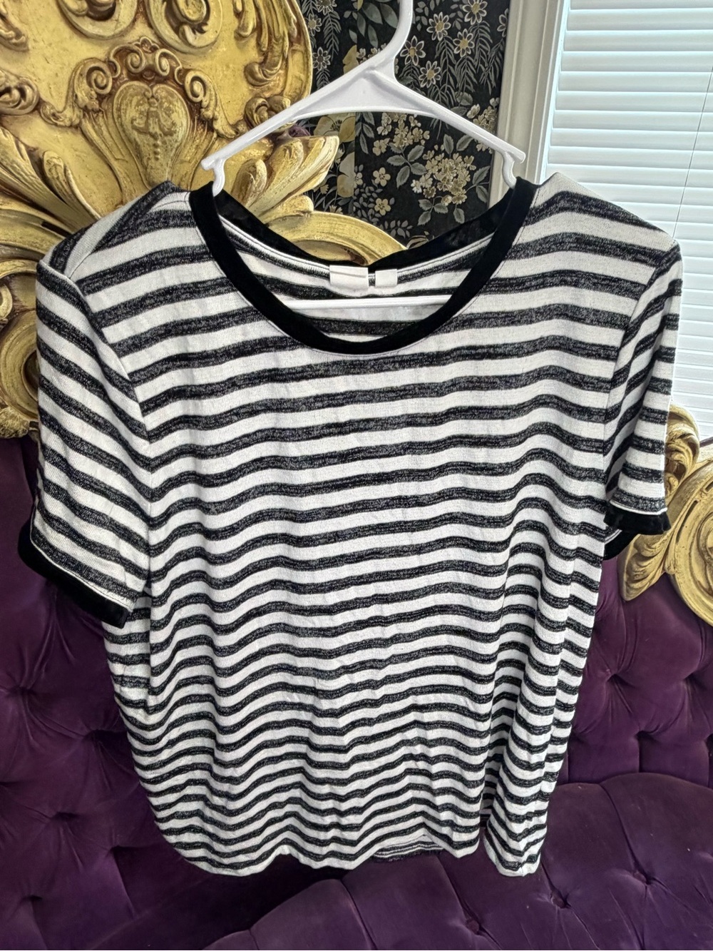 GAP Black and White Striped Short Sleeve Tee